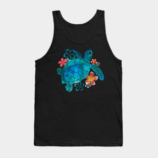 Sea Turtle with Flowers Tank Top